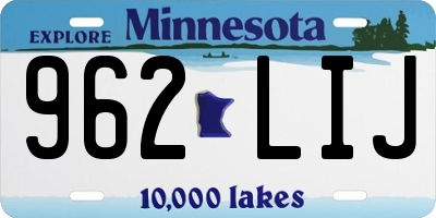 MN license plate 962LIJ