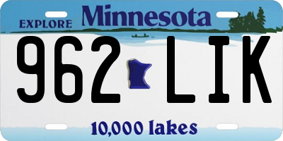 MN license plate 962LIK