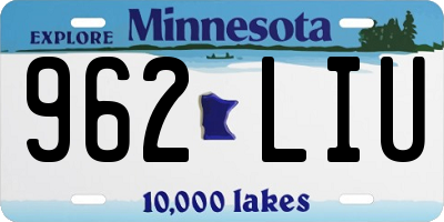 MN license plate 962LIU