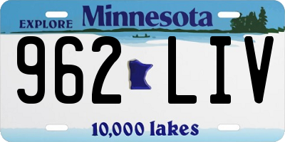 MN license plate 962LIV