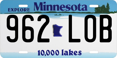 MN license plate 962LOB