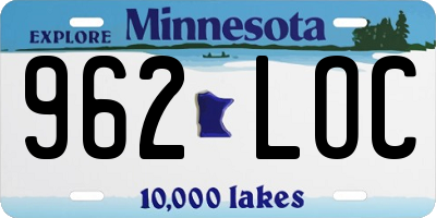 MN license plate 962LOC