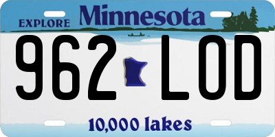 MN license plate 962LOD