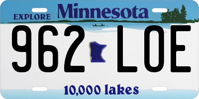 MN license plate 962LOE