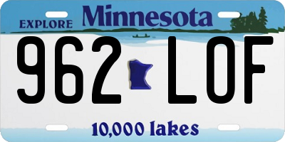 MN license plate 962LOF