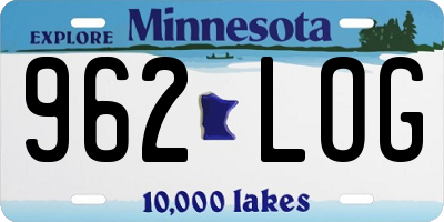 MN license plate 962LOG