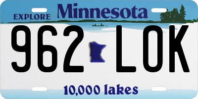 MN license plate 962LOK