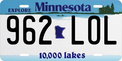 MN license plate 962LOL