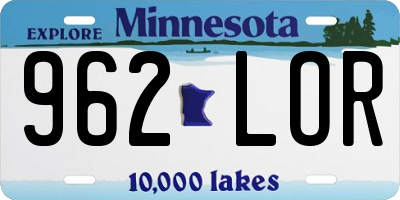MN license plate 962LOR