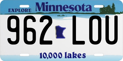 MN license plate 962LOU