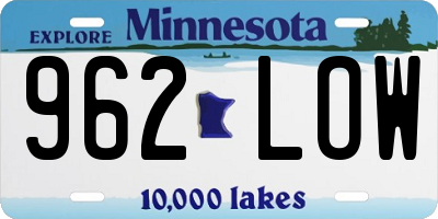 MN license plate 962LOW