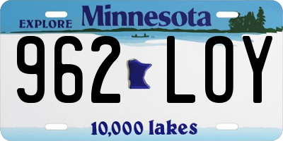 MN license plate 962LOY