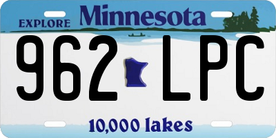 MN license plate 962LPC