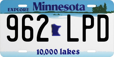 MN license plate 962LPD