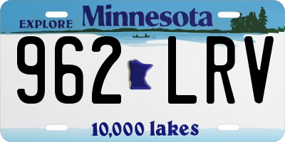 MN license plate 962LRV