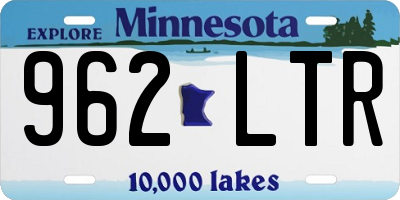 MN license plate 962LTR