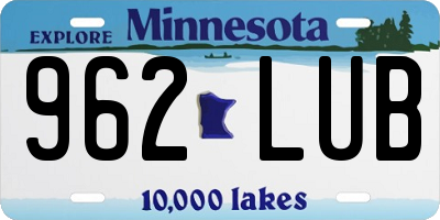 MN license plate 962LUB