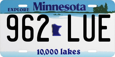 MN license plate 962LUE