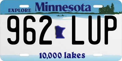 MN license plate 962LUP