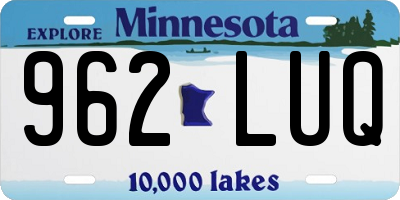 MN license plate 962LUQ