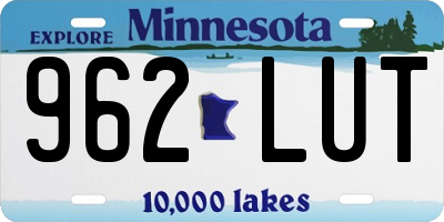 MN license plate 962LUT