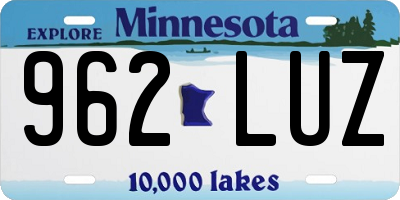 MN license plate 962LUZ