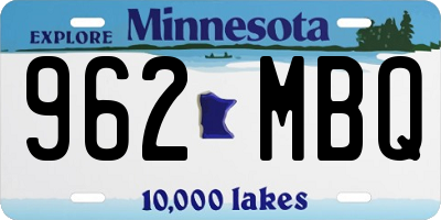 MN license plate 962MBQ
