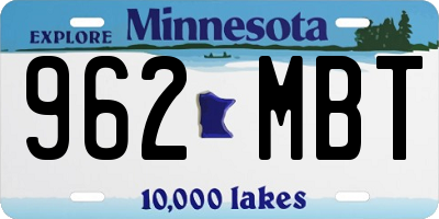 MN license plate 962MBT
