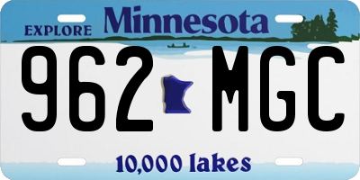 MN license plate 962MGC