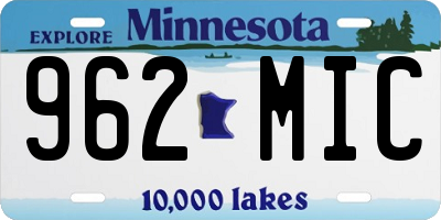 MN license plate 962MIC