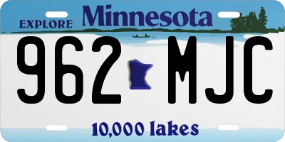 MN license plate 962MJC