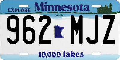 MN license plate 962MJZ