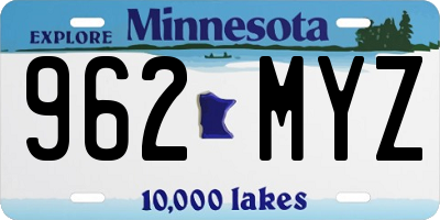 MN license plate 962MYZ
