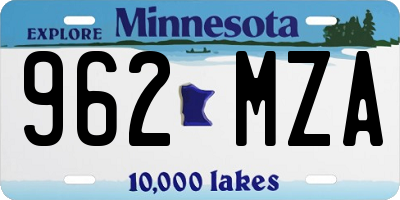 MN license plate 962MZA
