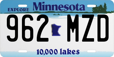 MN license plate 962MZD