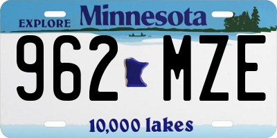 MN license plate 962MZE