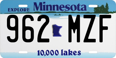 MN license plate 962MZF