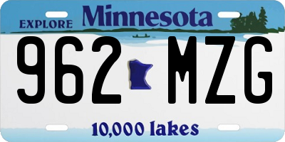 MN license plate 962MZG