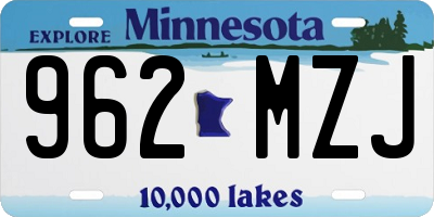 MN license plate 962MZJ