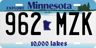 MN license plate 962MZK