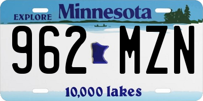 MN license plate 962MZN