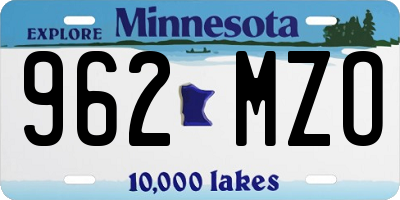 MN license plate 962MZO