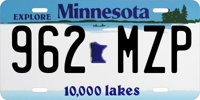 MN license plate 962MZP
