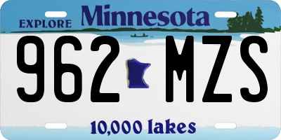 MN license plate 962MZS