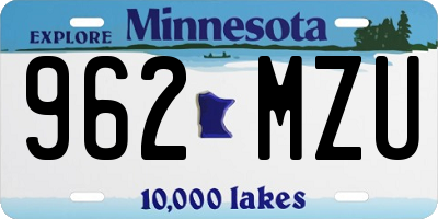 MN license plate 962MZU