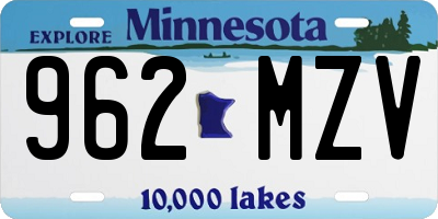MN license plate 962MZV