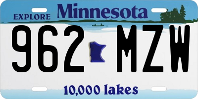 MN license plate 962MZW
