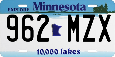 MN license plate 962MZX