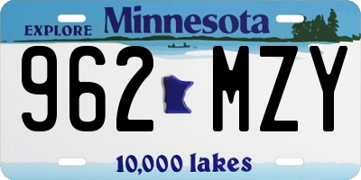 MN license plate 962MZY