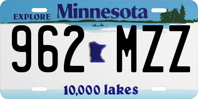 MN license plate 962MZZ